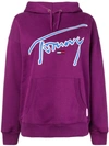 TOMMY JEANS TOMMY JEANS LOGO EMBROIDERED HOODIE - PINK