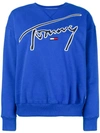 TOMMY JEANS TOMMY JEANS LOGO EMBROIDERED SWEATSHIRT - BLUE