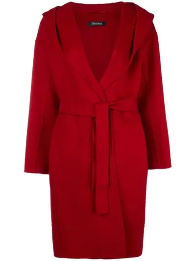 Max Mara 's  Long Belted Coat - Red