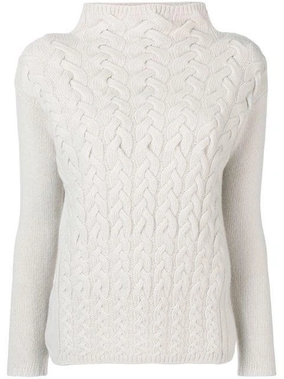 Max Mara Rally Cable-knit Wool And Cashmere-blend Jumper In Neutrals