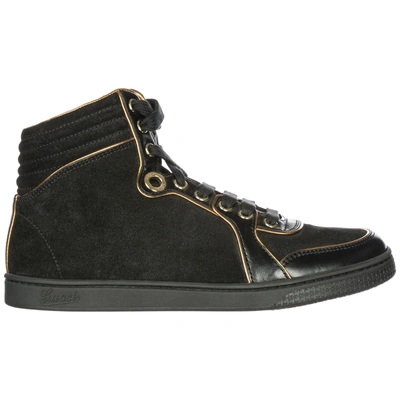 Gucci Women's Shoes High Top Suede Trainers Trainers In Black