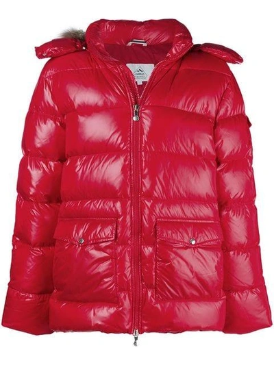 Pyrenex Fur Trim Hood Padded Jacket In Red