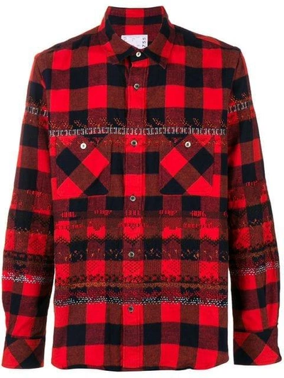 Sacai Button Front Patch Pocket Shirt In Red