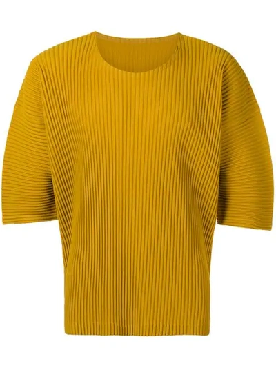 Issey Miyake Pleated Oversized T-shirt In Yellow