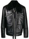 TOM FORD TOM FORD SHEARLING COLLAR LEATHER JACKET - BLACK