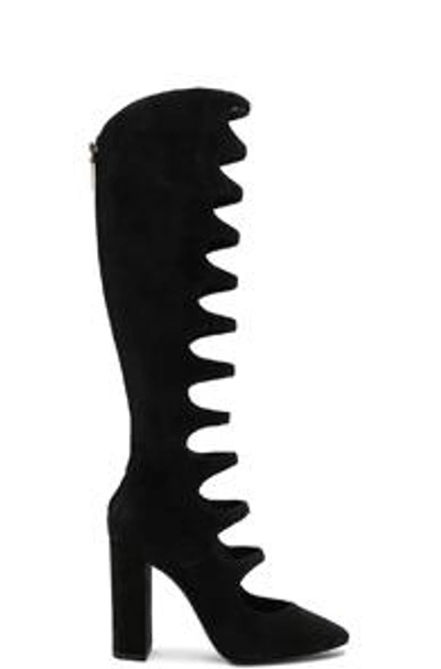 Saint Laurent Cut-out Detail Knee Length Boots In Black