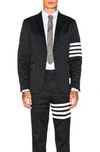 Thom Browne Unconstructed 4-bar Single-breasted Blazer In Navy