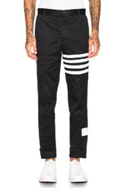 Thom Browne Striped Cotton-twill Straight-leg Pants In Navy