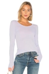MICHAEL STARS MICHAEL STARS LONG SLEEVE SCOOP NECK TEE WITH THUMB HOLES IN LAVENDER.,MICH-WS3755