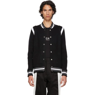 Givenchy Knit Teddy Wool Varsity Jacket In Black