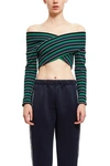 OPENING CEREMONY Striped Off-The-Shoulder Crop Top,ST210438