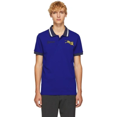 Kenzo Men's Jumping Tiger Collared Polo Shirt In French Blue