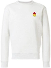 AMI ALEXANDRE MATTIUSSI SMILEY PATCH CREWNECK SWEATSHIRT HEATHER GREY,SMIJ009.730