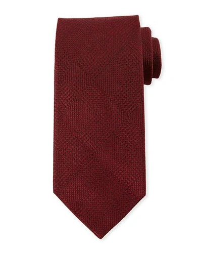 Tom Ford Tonal Square Silk Tie In Medium Red