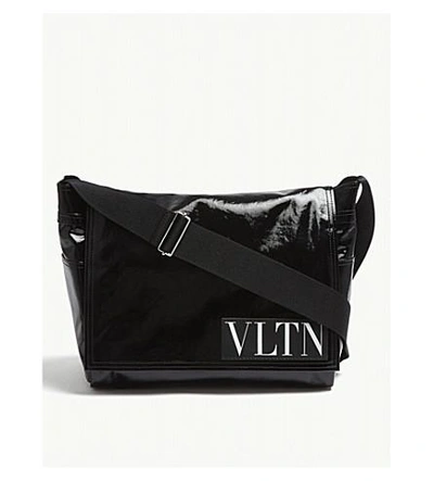 Valentino Garavani Vltn Shiny Medium Messenger Bag In Black