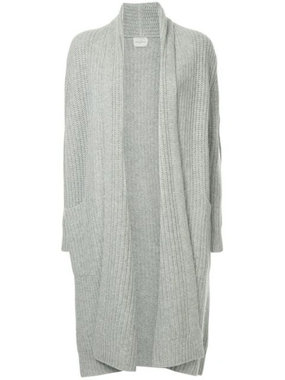 Le Kasha Ribbed Open Front Cardigan In Grey