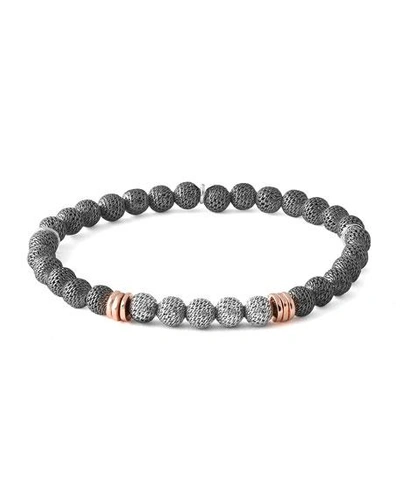 Tateossian Men's Two-tone Mesh Bead Bracelet In Gray