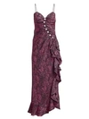 ALESSANDRA RICH Jacquard Silk Embellished Slip Dress