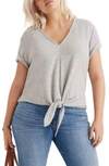 MADEWELL TEXTURE & THREAD V-NECK MODERN TIE-FRONT TOP,J8537