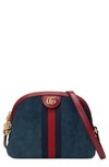 GUCCI OPHIDIA SUEDE CROSSBODY BAG - BLUE,4996210KCFB