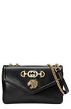 GUCCI MEDIUM RAJAH LEATHER SHOULDER BAG - BLACK,5372410V11X