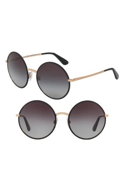 Dolce & Gabbana 56mm Retro Sunglasses - Matte Black In Black Matte/grey Gradient