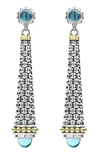 LAGOS SIGNATURE CAVIAR STONE CAP DROP EARRINGS,01-81730-B