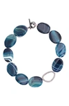 NINA AGATE & PAVE LINK NECKLACE,N-AGATE