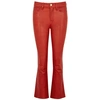 FRAME LE CROP BURGUNDY LEATHER TROUSERS
