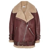 Acne Studios Velocite Shearling-lined Leather Jacket In Burgundy