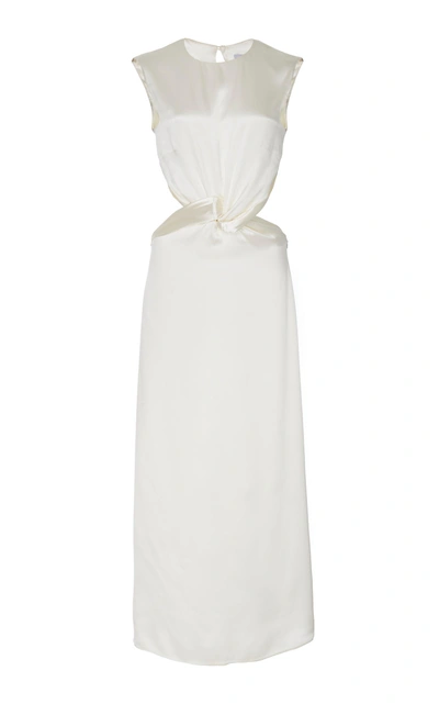 Deitas Olympia Silk Draped Dress In White