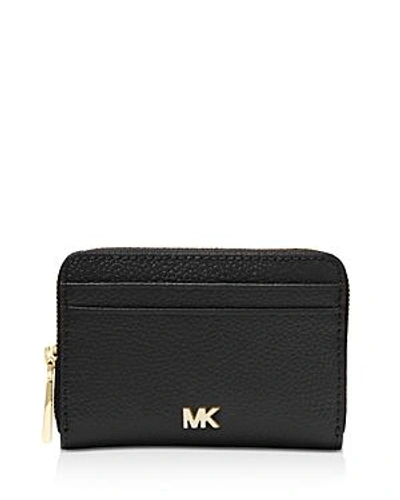 Michael Michael Kors Money Pieces Leather Zip-around Coin Purse/card Case In Black/gold