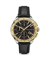 VERSACE COLLECTION GLAZE BLACK LEATHER WATCH, 44MM,VEBJ00218