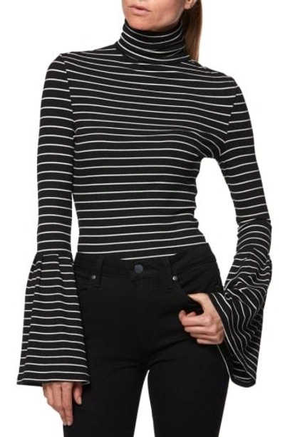 Paige Ladies Black And White Stripe Kenzie Striped Stretch-modal Top In Black/white Stripe