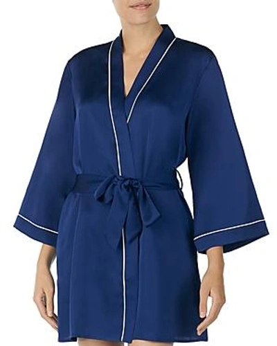 Kate Spade Cat Nap Charmeuse Short Robe In Navy