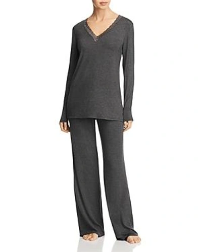 Natori Feathers Essential Long Pj Set In Anthrocite