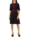 Hobbs London Delia Striped-trim Dress In Navy Red