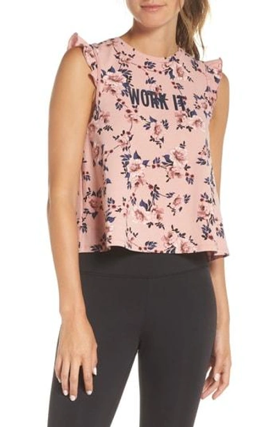 Kate Spade Prairie Rose Work It Ruffle Active Tank, Light Pink In Faded Peony