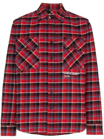 Off-white Checked Cotton-blend Flannel Shirt In Red