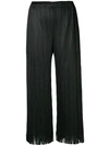 ISSEY MIYAKE PLEATS PLEASE BY ISSEY MIYAKE CROPPED PLEATED TROUSERS - BLACK