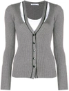 ALEXANDER WANG T T BY ALEXANDER WANG RIBBED CUT-OUT CARDIGAN - GREY