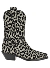 Dolce & Gabbana 40mm Leopard Flocked Lurex Cowboy Boots In Silver - Black