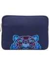 KENZO KENZO TIGER EMBROIDERED CLUTCH - BLUE
