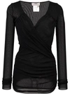 FUZZI FUZZI WRAP BLOUSE - BLACK