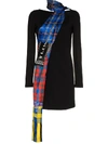 VERSACE CHECKED SCARF SILK MINI DRESS