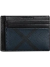 BURBERRY BURBERRY LONDON CHECK MONEY CLIP CARD CASE - BLUE