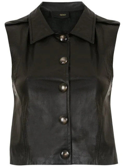 Andrea Bogosian Leather Buttoned Blouse In Black