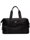 PRADA PRADA BLACK LOGO WEEKENDER BAG