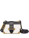 Prada Cahier Large Two-tone Leather Shoulder Bag In White