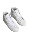 BURBERRY BURBERRY CHECK-QUILTED LEATHER HIGH-TOP SNEAKERS - WHITE